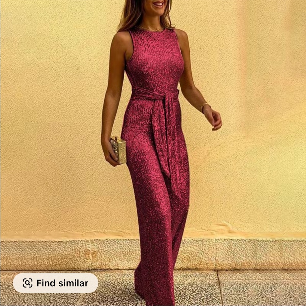 Elegant Burgundy Sleeveless Jumpsuit